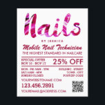 Trendy Modern Pink Nail Technician, Nagelstudio Flyer<br><div class="desc">Moderner rosafarbener Nageltechniker,  Nagelstudio-Flyer,  die beim Visitenkarten-Store Werbung machen.</div>