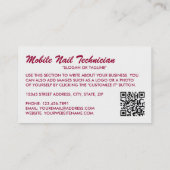 Trendy Modern Pink Nail Techniker Visitenkarte (Rückseite)