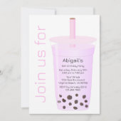 Trendy Modern Pink und Lavender Boba Tea Geburtsta Einladung (Vorderseite)