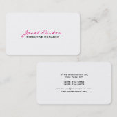 Trendy Modern Pink White Führungskraft Manager Visitenkarte (Vorne/Hinten)