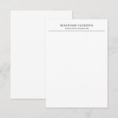 Trendy Modern Plain Black & White Professional Begleitkarte (Vorne/Hinten)