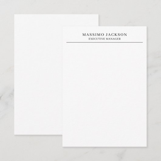 Trendy Modern Plain Black & White Professional Begleitkarte (Vorne/Hinten)