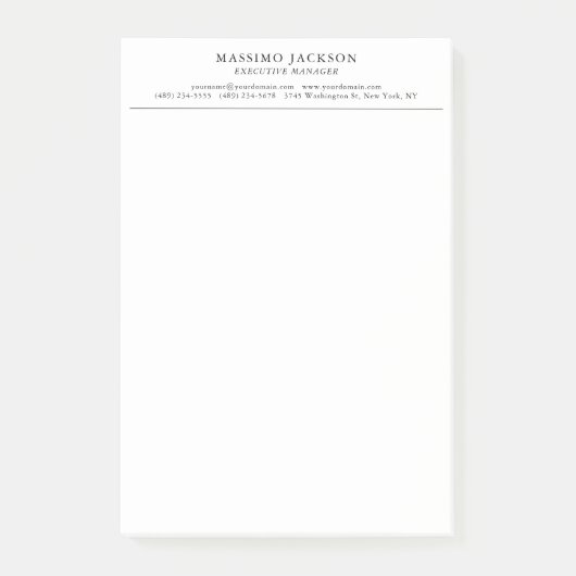 Trendy Modern Plain Black & White Professional Post-it Klebezettel (Vorderseite)