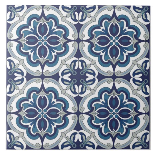 Trendy Modern Portugiesisch Tiles Azulejos Blue Fliese (Vorderseite)