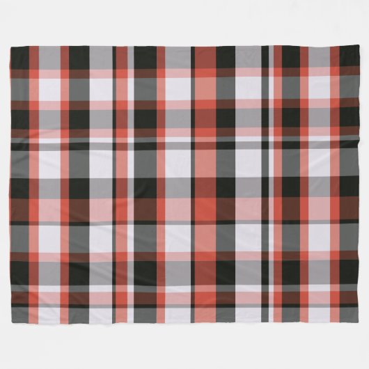 Trendy Modern Red Black and White Kariert Fleecedecke (Vorderseite (Horizontal))