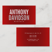 Trendy Modern Red Bold Text Visitenkarte (Vorne/Hinten)