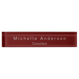 Trendy Modern Red Consultant Desk Namplate Namensplakette