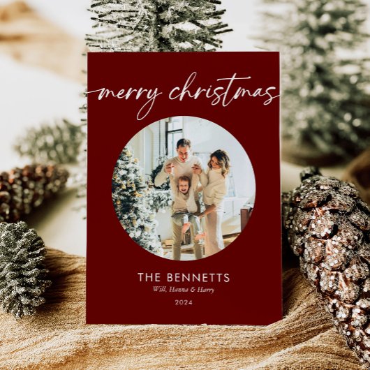 Trendy Modern Red Foto Frohe Weihnachten