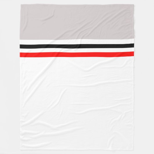 Trendy Modern Red Gray Schwarz/Weiß Streifen Fleecedecke (Vorderseite)