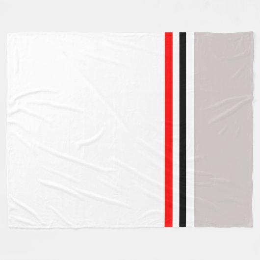 Trendy Modern Red Gray Schwarz/Weiß Streifen Fleecedecke (Vorderseite (Horizontal))