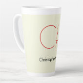 Trendy Modern Red Monogram Beige Milchtasse (Linke Ecke)
