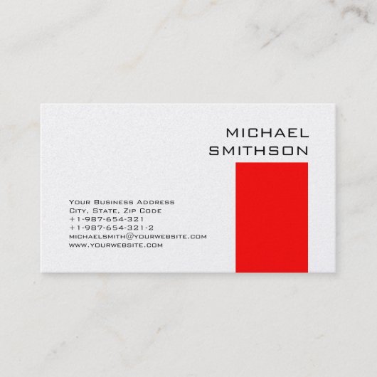 Trendy Modern Red Strip Business Card Visitenkarte (Vorderseite)