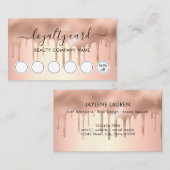Trendy Modern Rose Gold Shimmer Tropfens Loyalität Visitenkarte (Vorne/Hinten)