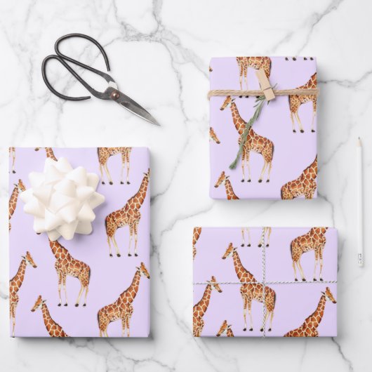 Trendy Modern Safari Jungle Animals Giraffe Geschenkpapier Set (Vorderseite)