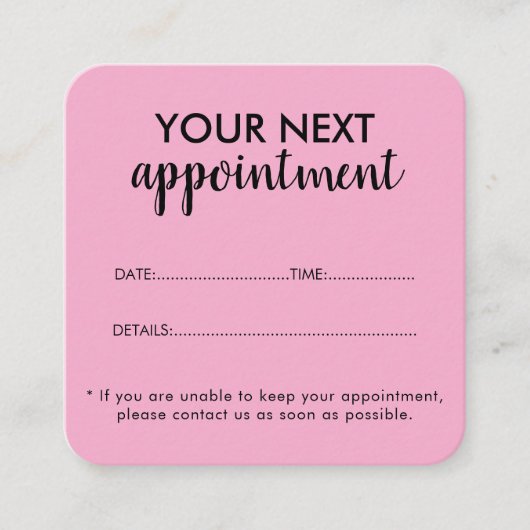Trendy Modern Salon Appointment Reminder Card Terminkarte (Vorderseite)