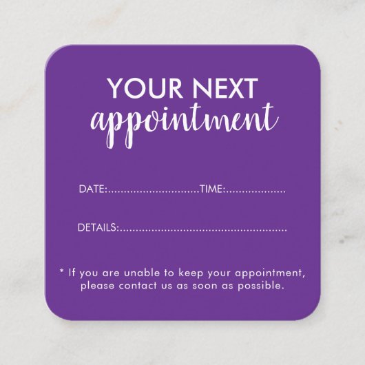 Trendy Modern Salon Appointment Reminder Card Terminkarte (Vorderseite)