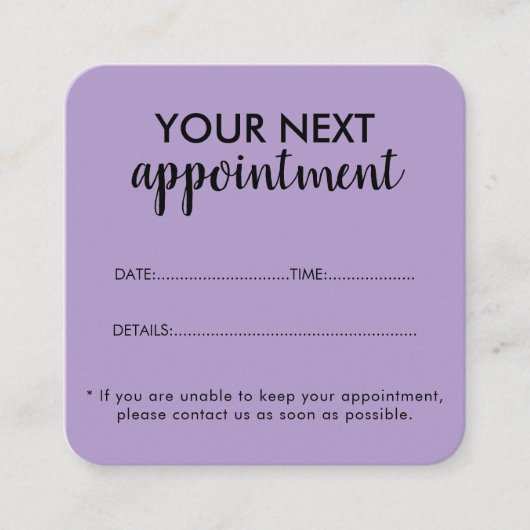 Trendy Modern Salon Appointment Reminder Card Terminkarte (Vorderseite)