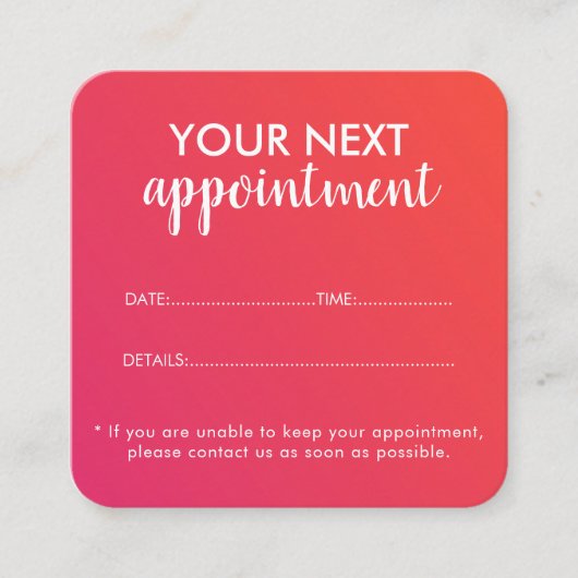 Trendy Modern Salon Appointment Reminder Card Terminkarte (Vorderseite)