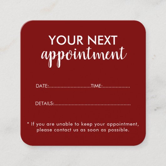 Trendy Modern Salon Appointment Reminder Card Terminkarte (Vorderseite)