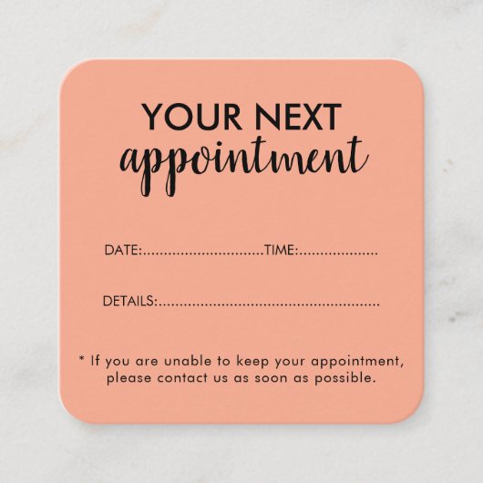 Trendy Modern Salon Appointment Reminder Card Terminkarte (Vorderseite)