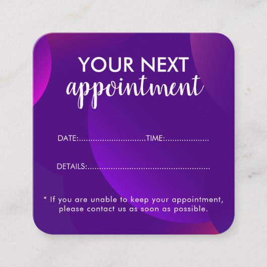 Trendy Modern Salon Appointment Reminder Card Terminkarte (Vorderseite)