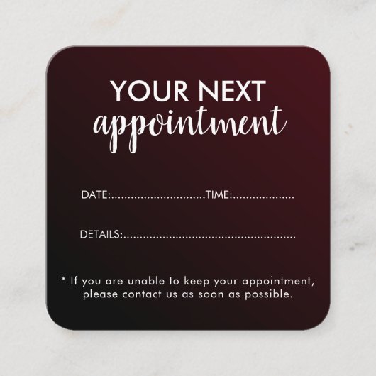 Trendy Modern Salon Appointment Reminder Card Terminkarte (Vorderseite)