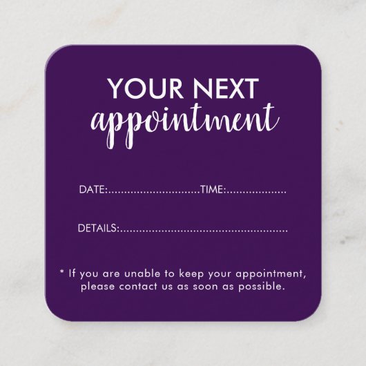 Trendy Modern Salon Appointment Reminder Card Terminkarte (Vorderseite)