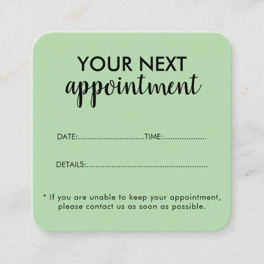 Trendy Modern Salon Appointment Reminder Card Terminkarte (Vorderseite)
