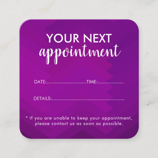 Trendy Modern Salon Appointment Reminder Card Terminkarte (Vorderseite)