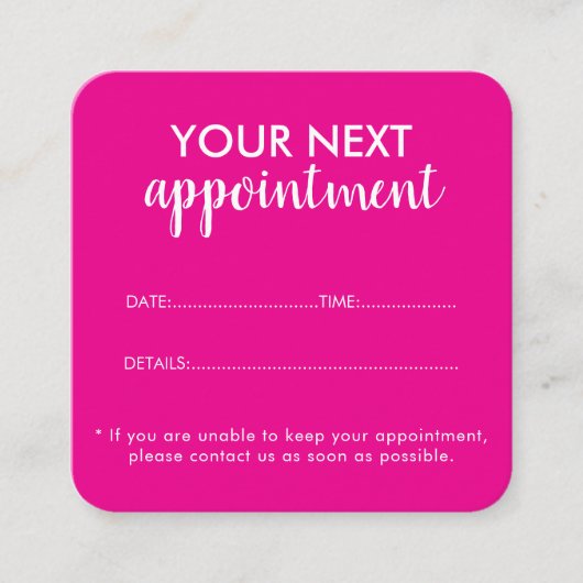 Trendy Modern Salon Appointment Reminder Card Terminkarte (Vorderseite)