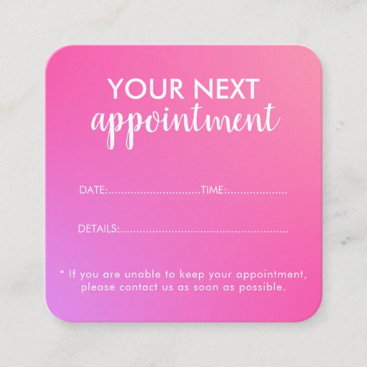 Trendy Modern Salon Appointment Reminder Card Terminkarte (Vorderseite)