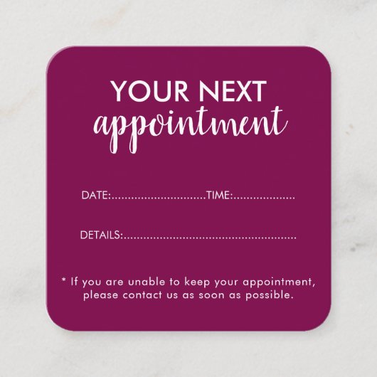 Trendy Modern Salon Appointment Reminder Card Terminkarte (Vorderseite)
