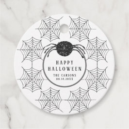 Trendy Modern Schwarz-weiß Spider WebHalloween Geschenkanhänger