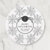 Trendy Modern Schwarz-weiß Spider WebHalloween Geschenkanhänger (Rückseite)