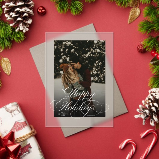 Trendy Modern Script & Arch 1 Photo Christmas Card Acryleinladungen (Insitu (Feiertag))
