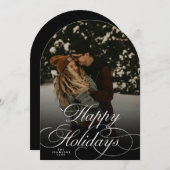 Trendy Modern Script & Arch 1 Photo Christmas Card Einladung (Vorne/Hinten)