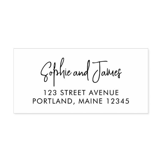 Trendy Modern Script Couple Name Rücksendeadresse Permastempel (Design)