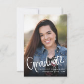 Trendy Modern Script Foto Abschluss Ankündigung (Vorderseite)