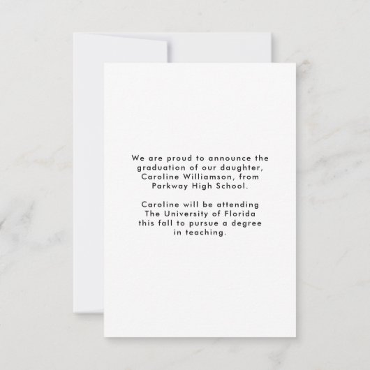 Trendy Modern Script Foto Abschluss Ankündigung (Rückseite)