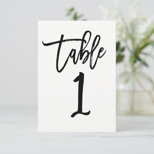 Trendy Modern Script Tischnummer 1 (Stehend Vorderseite)