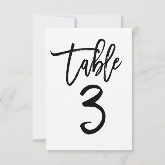 Trendy Modern Script Tischnummer 3 (Vorderseite)