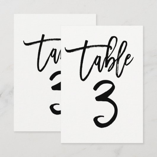 Trendy Modern Script Tischnummer 3 (Vorne/Hinten)
