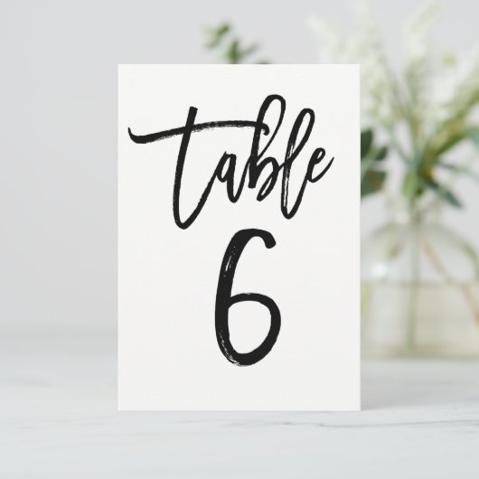 Trendy Modern Script Tischnummer 6 (Stehend Vorderseite)