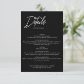 Trendy Modern Simple Black Wedding Details Begleitkarte (Stehend Vorderseite)
