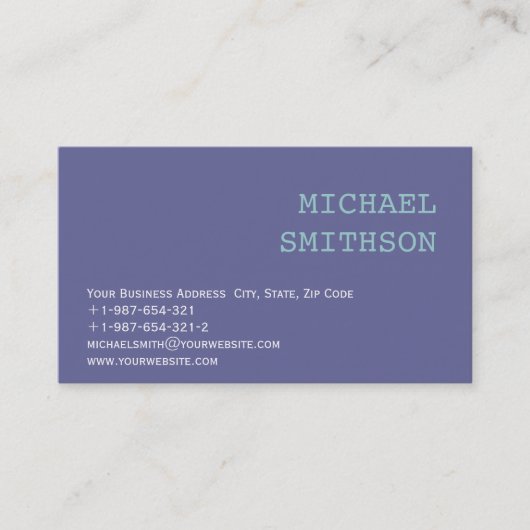 Trendy Modern Simple Blue Consultant Business Card Visitenkarte (Vorderseite)