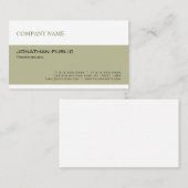 Trendy Modern Simple Green White Company Schlicht Visitenkarte (Vorne/Hinten)