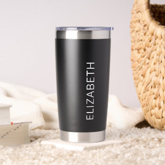Trendy Modern Simple Minimalistisch Name Black Cof Thermobecher