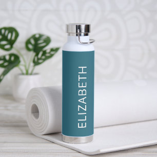 Trendy Modern Simple Personalisiert Name Aquamarin Trinkflasche