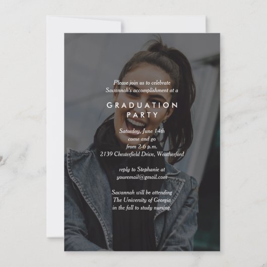 Trendy Modern Simple Script 2 Foto Abschluss Einladung (Rückseite)