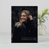 Trendy Modern Simple Script 2 Foto Abschluss Folieneinladung (Stehend vorne)